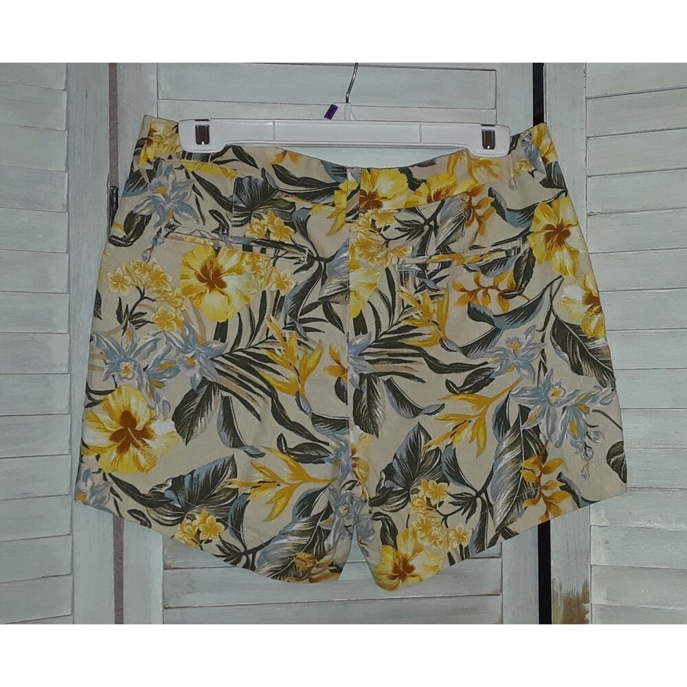 Old Navy Women's Shorts Size 10 Mid Rise Everyday Linen Blend Tropical Print - Picture 3 of 8